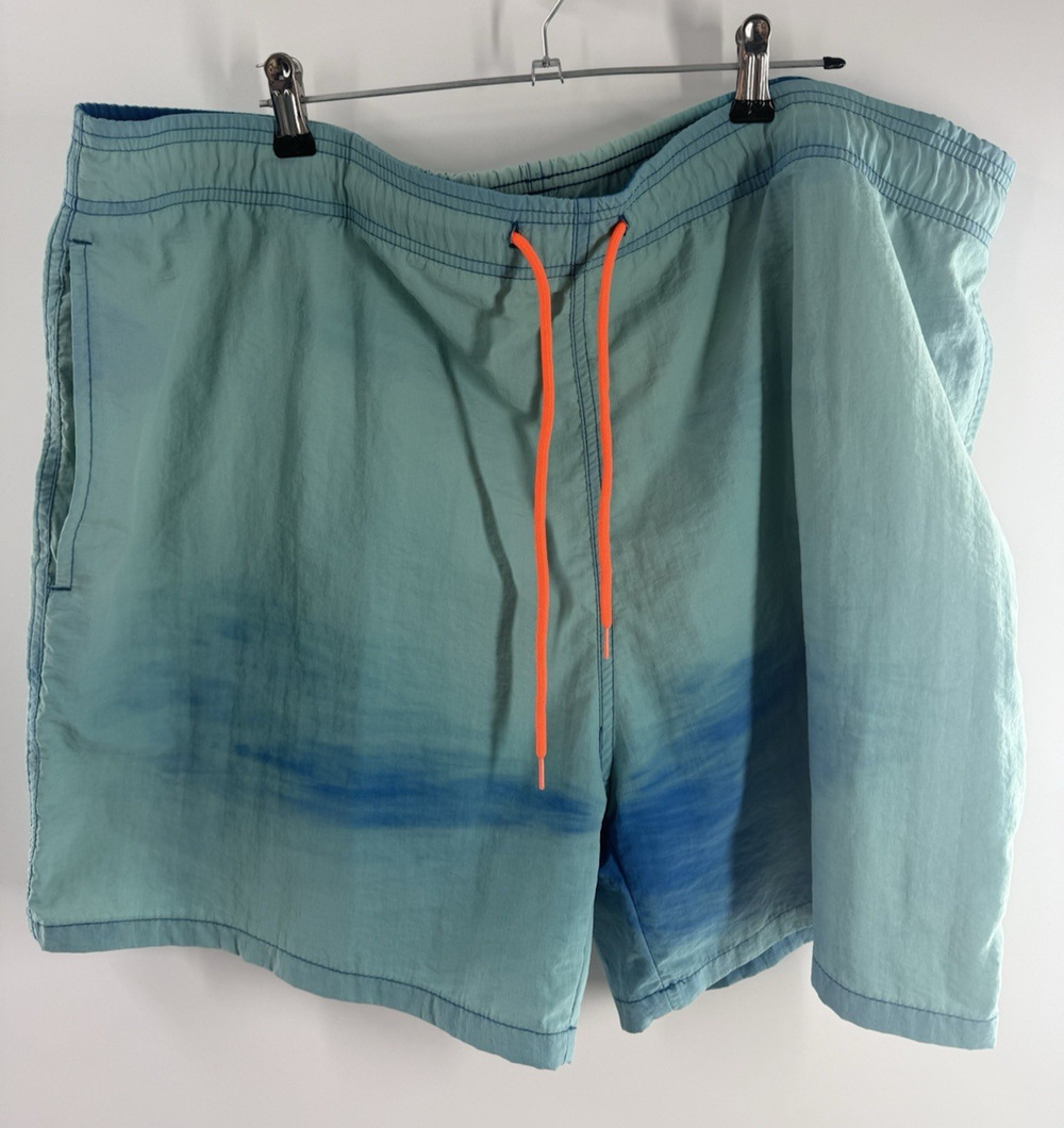 Men's Blue swimming Shorts W/Orange Drawstring and Pockets Size XXXL *READ